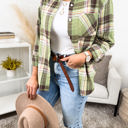 L-XL Sage Oversized Long Sleeve Button up Plaid Fall Flannel