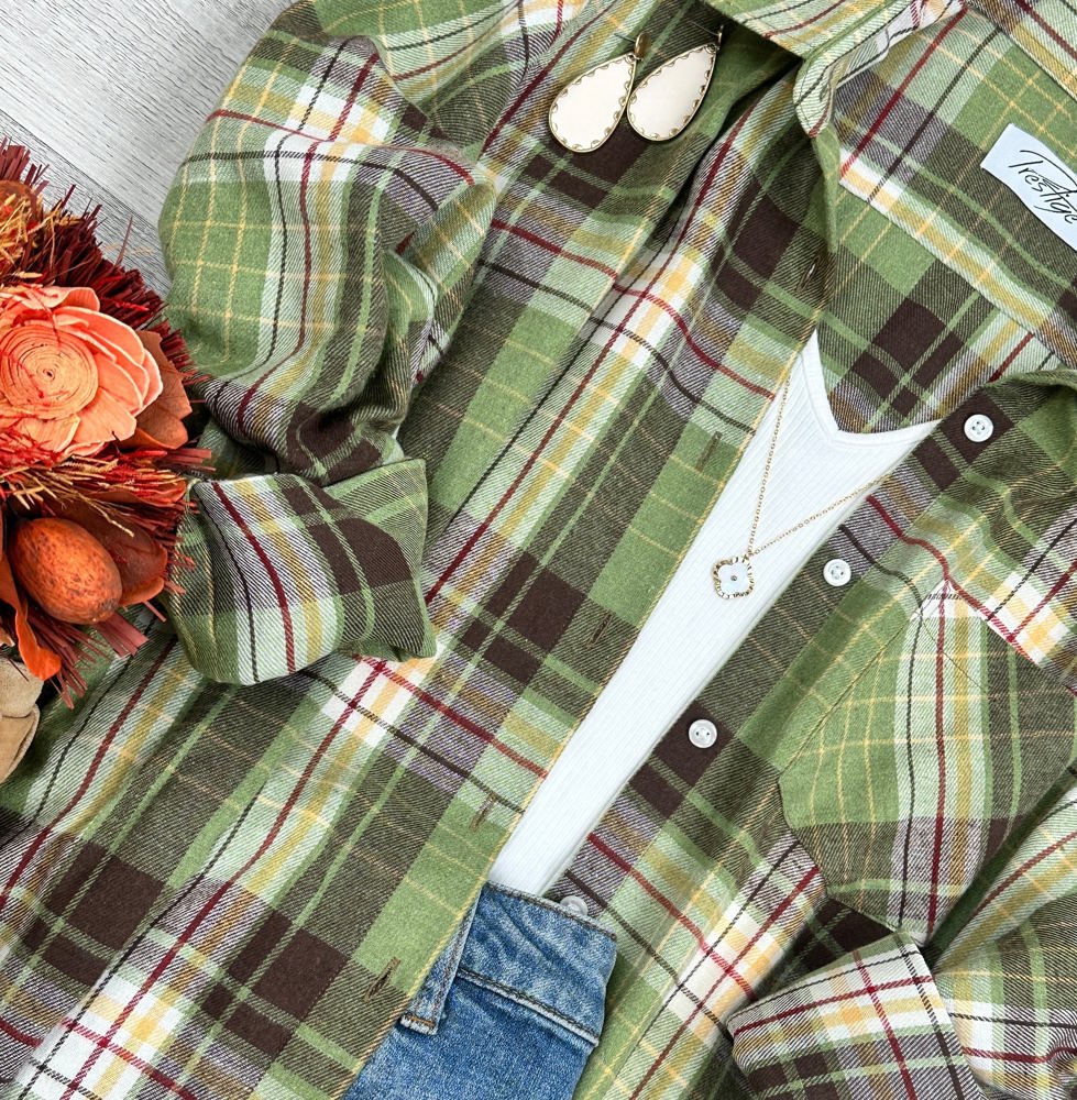 Oversized Long Sleeve Button up Plaid Fall Flannel