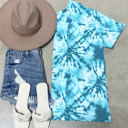 Small Teal Oversized Tie dye Tee