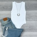 One Size Fits Most White V-neck Ribbed Bodysuit