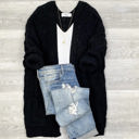 S-M Black Super Soft Cable knit Cardigan