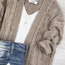 S-M Mocha Super Soft Cable knit Cardigan