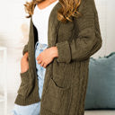 S-M Olive Super Soft Cable knit Cardigan