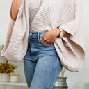 One Size Fits Most Blush Brooke Ribbed Knit Sleeve Poncho