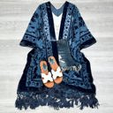 One Size Fits Most Navy Velvet Mesh Boho Kimono