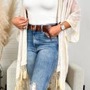 One Size Fits Most Nude Velvet Mesh Boho Kimono