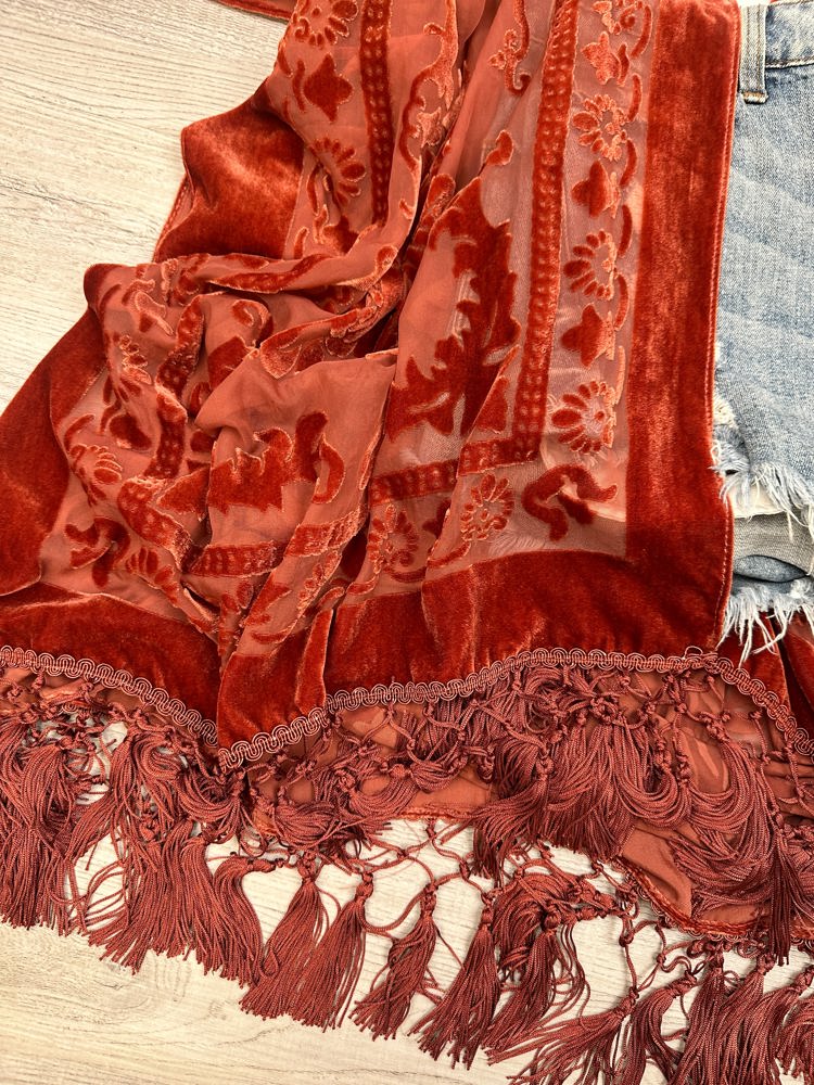 Velvet Mesh Boho Kimono