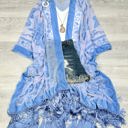 One Size Fits Most Sky Velvet Mesh Boho Kimono