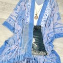 One Size Fits Most Sky Velvet Mesh Boho Kimono