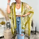 One Size Fits Most Apple green Velvet Mesh Boho Kimono