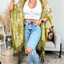 One Size Fits Most Apple green Velvet Mesh Boho Kimono