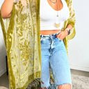 One Size Fits Most Apple green Velvet Mesh Boho Kimono