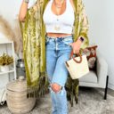 One Size Fits Most Apple green Velvet Mesh Boho Kimono