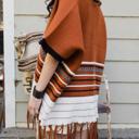 One Size Fits Most Rust Luna Western Luxe Fringe Ruana