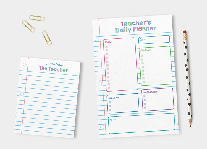 Personalized Teacher Notepad Gift Set | Teacher Planner Pad | Book Labels 