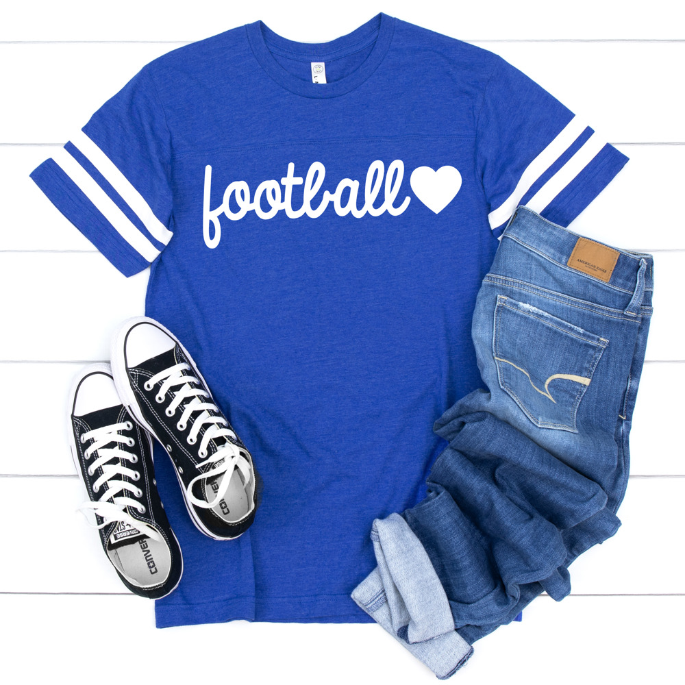 Football Heart Sport Vintage Jersey Tee