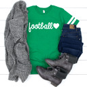 Small Vintage Green Football Heart Sport Vintage Jersey Tee