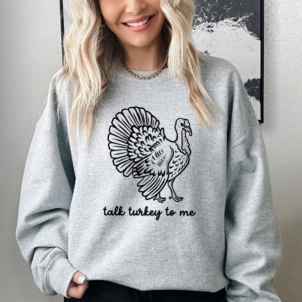 Bella Canvas Talk Turkey To Me Thanksgiving Fleece Sweater