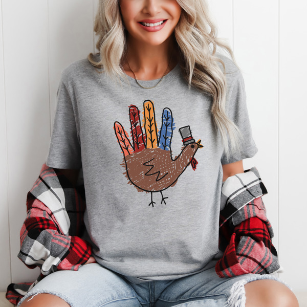 Silly Turkey Hand Thanksgiving Graphic Tee