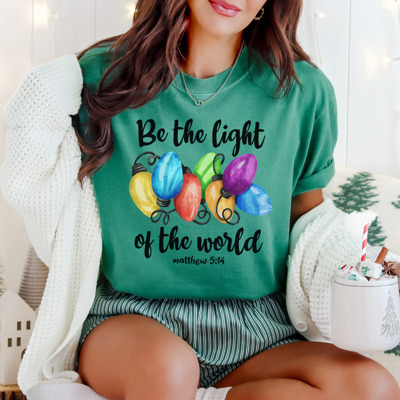 Christmas Bible Verse 'Be The Light' Holiday Comfort Colors Tee