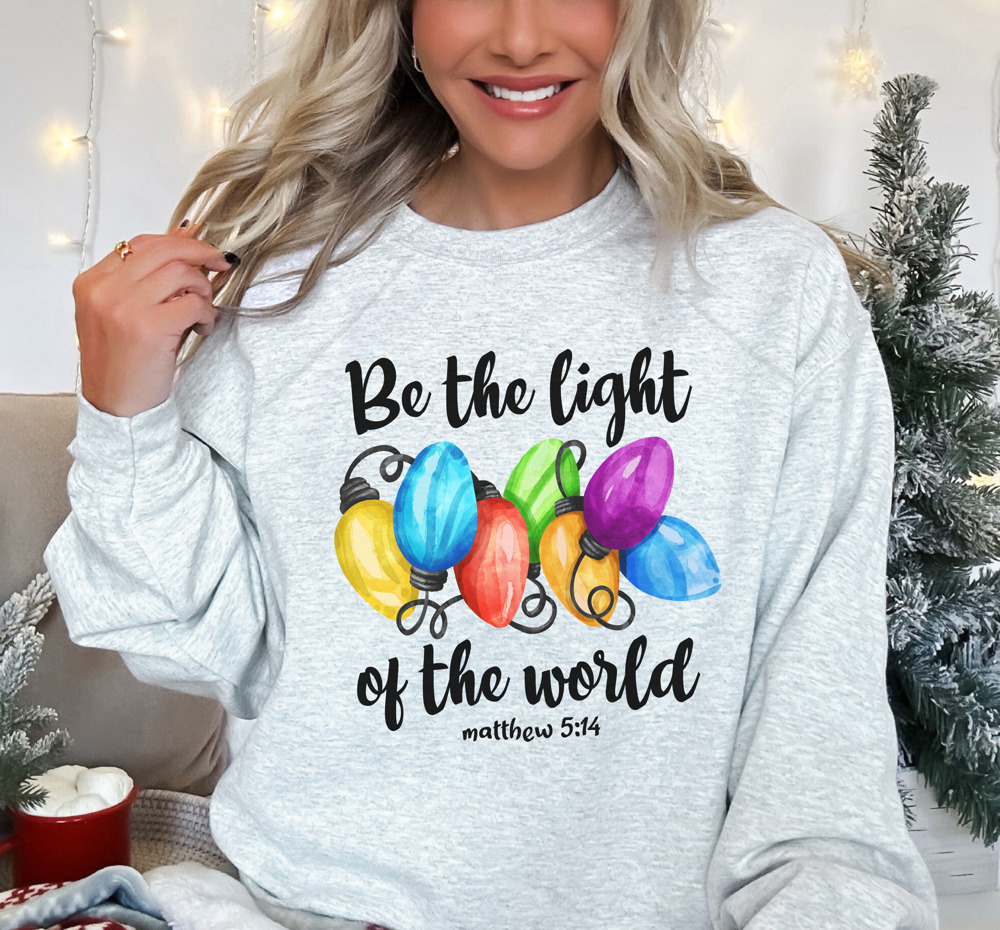 Christmas Bible Verse 'Be The Light' Holiday Bella Canvas Sweater