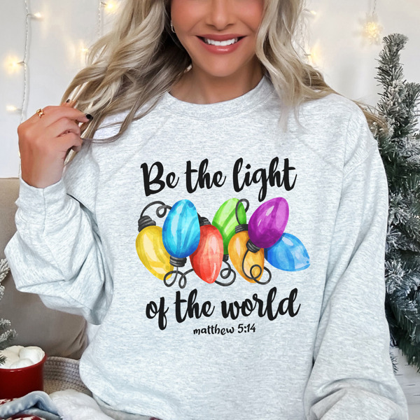 Christmas Bible Verse 'Be The Light' Holiday Bella Canvas Sweater