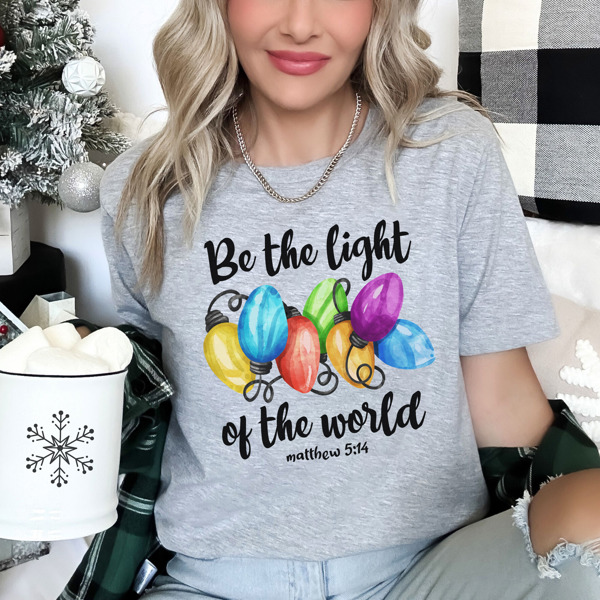 Christmas Bible Verse 'Be The Light' Holiday Bella Canvas Tee