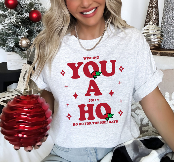 Wishing You A Jolly Ho Ho Ho For The Holidays Bella Canvas Tee