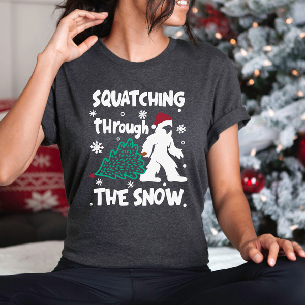 Squatching Through The Snow Christmas Song Pun Tee