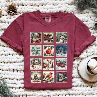 Holiday Vintage Stamp Collection Comfort Colors Tee