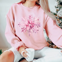  Pretty Pink Hand Painted Water Color Bella Canvas Snowflake Sweater