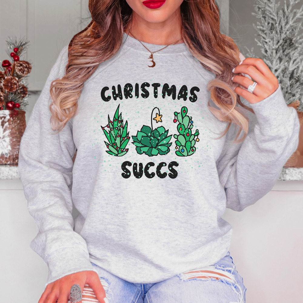 Plant Lover 'Christmas Succs' Holiday Bella Canvas Sweater