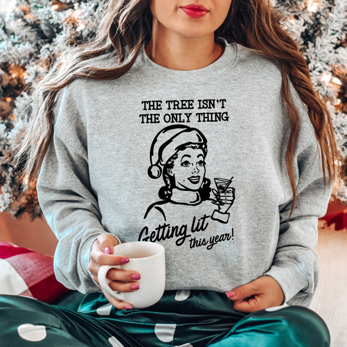 1950's Christmas Wine Pun Humor Bella Canvas Sweater