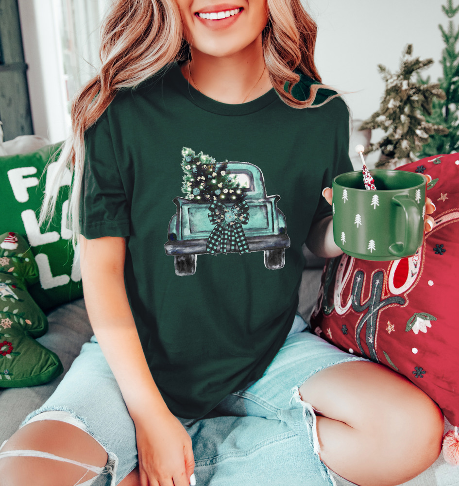 Vintage Wash Christmas Truck Bella Canvas Graphic Tee