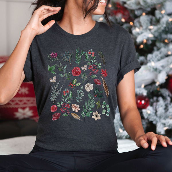 Vintage Winter Flower Pressed Bella Canvas Graphic Tee