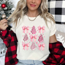  Christmas Tree Cake Coquette Bow Trendy Graphic Tee