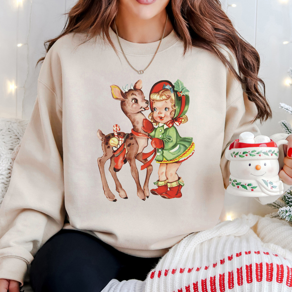 Festive Nostalgic 1950s Christmas Print Bella Canvas Sweater