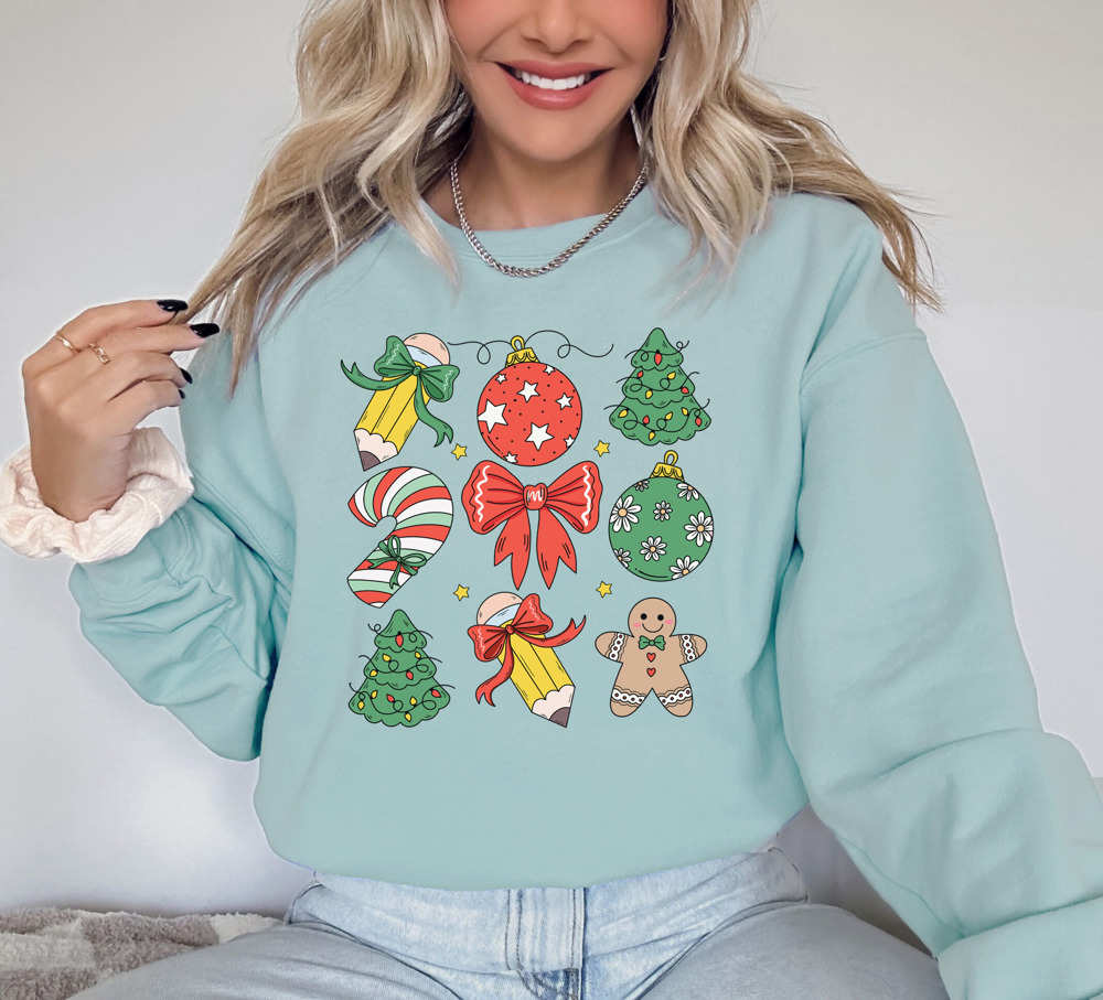 Holiday Doodle Bella Canvas Teacher Sweaters