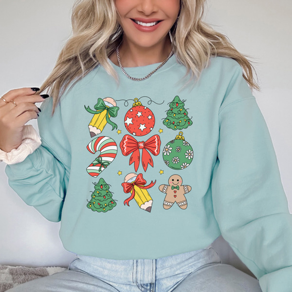 Holiday Doodle Bella Canvas Teacher Sweaters