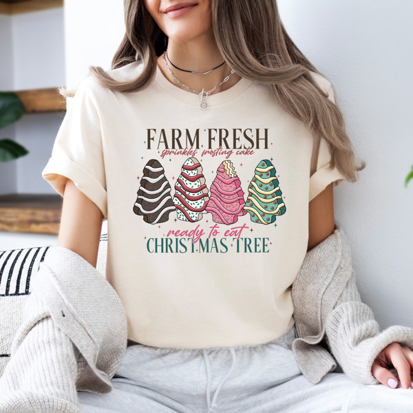 Trendy Farm Fresh Christmas Tree Cake Bella Canvas Tee