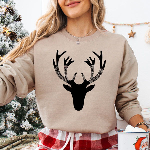 Classic Style Christmas and Winter Deer Bella Canvas Sweater