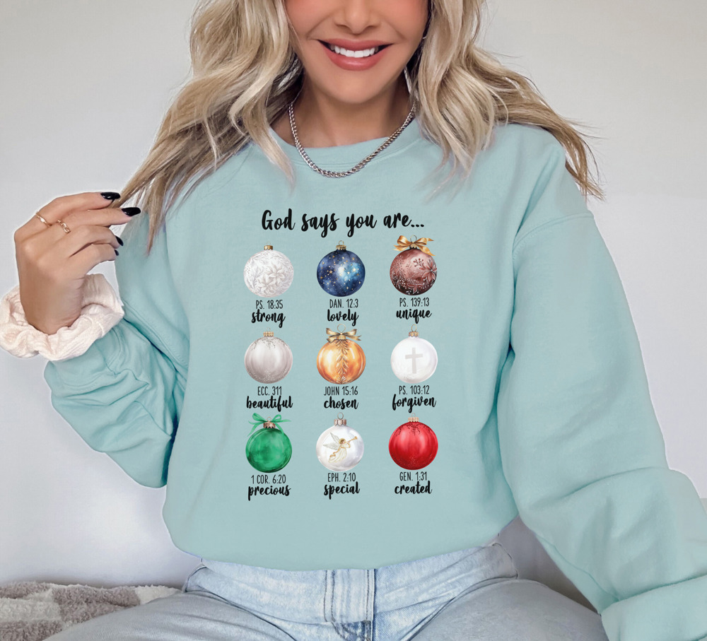 Christmas Bella Canvas Sweaters God Says Graphic Crewneck