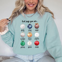 Small Dusty Blue Drop Shoulder Christmas Bella Canvas Sweaters God Says Graphic Crewneck