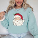 Small Dusty Blue Drop Shoulder Bella Canvas Soft Santa Holiday Sweaters