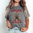 Small Heather Grey Feral Girl Christmas Bella Canvas Graphic Tee