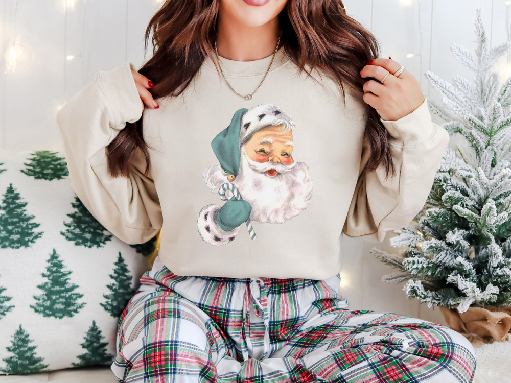 Vintage and Retro Santa Print Bella Canvas Sweater