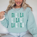 Small Dusty Blue Drop Shoulder Minty Style Bella Canvas Fa La La La Fleece Sweaters