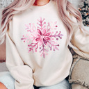 Small Heather Dust Drop Shoulder Pretty Pink Hand Painted Water Color Bella Canvas Snowflake Sweater