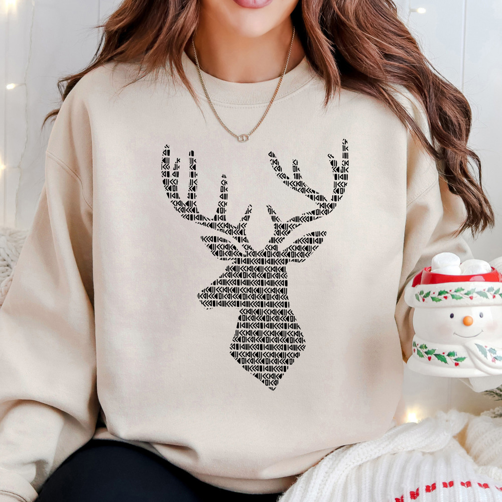 Classic Pattern Christmas Deer Print Bella Canvas Sweater