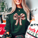  Vintage Candy Cane Stripe Bella Canvas Coquette Bow Sweaters